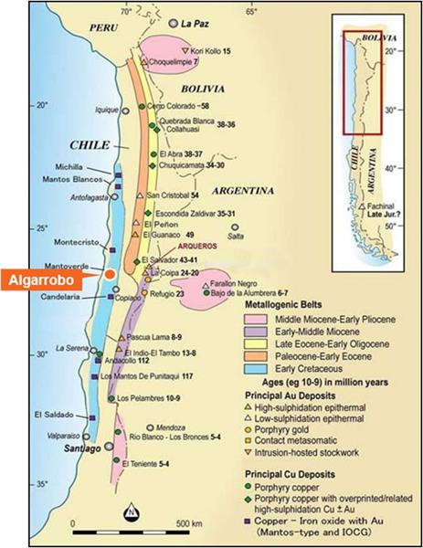 Figure 1: Location of the Agarrobo copper project, Chile.